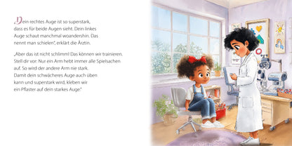 Lia wird von ihrer Augenärztin untersucht. 